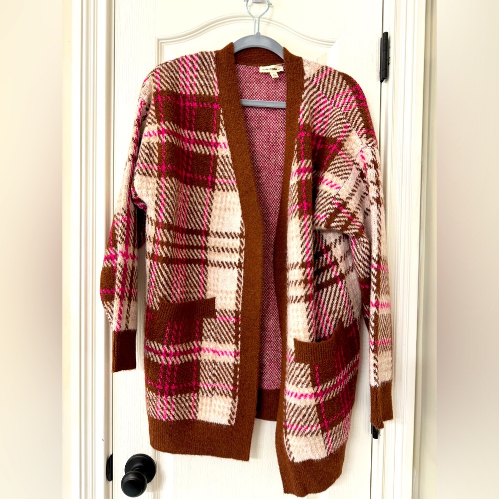 Plaid open front sweater - Eesome - M/L